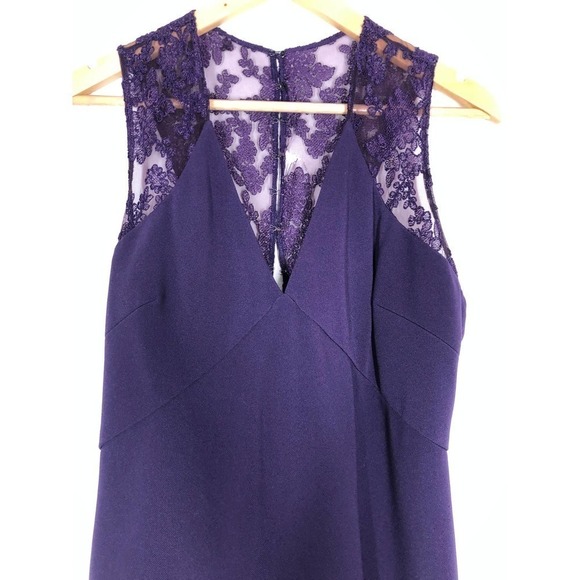 JS Collection Eggplant Ottoman Gown V-neckline Sleeveless Lace Maxi 10 - Picture 7 of 16